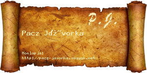 Pacz Jávorka névjegykártya